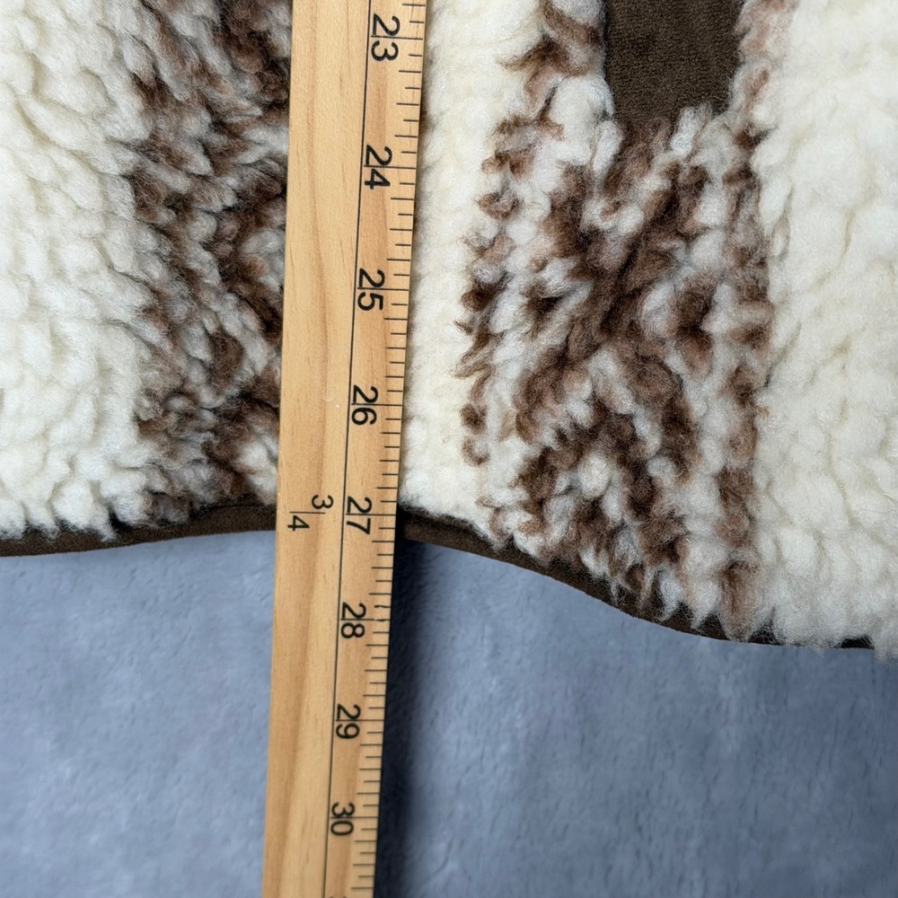Old Navy Sherpa Jacket Womens XL Brown High Pile Fleece Coat Aztec Button Front - Picture 6 of 7